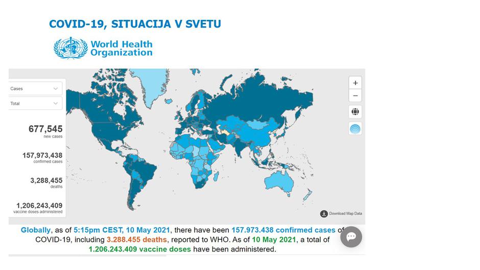 Covid-19 po svetu | Avtor: Vlada RS