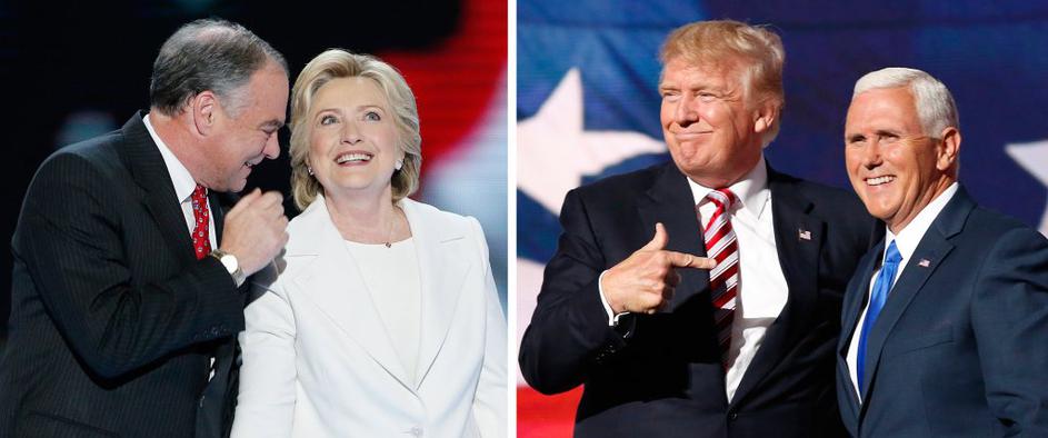 Tim Kaine Hillary Clinton Donald Trump Mike Pence volitve ZDA