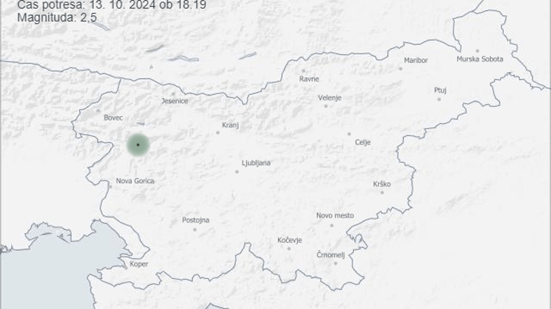 Potres, epicenter v Tolminu