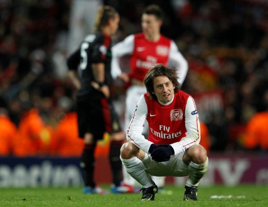 Rosicky Arsenal AC Milan Liga prvakov osmina finala povratna tekma