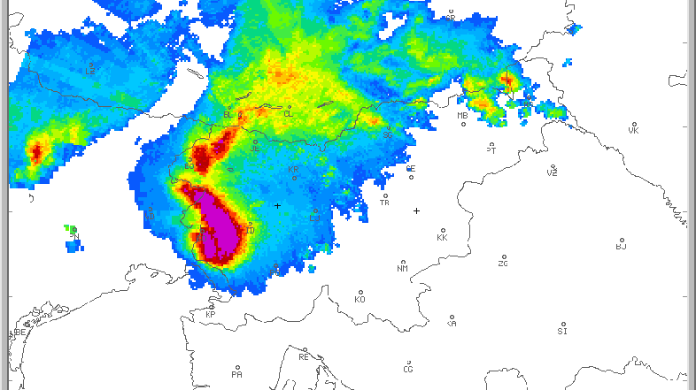 Radarska slika padavin