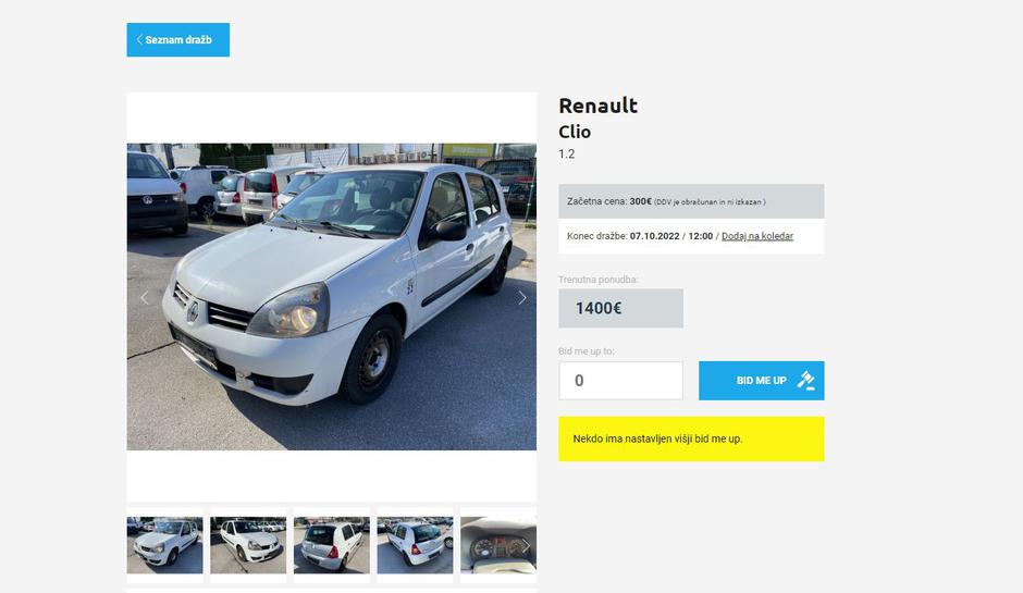 Spletna dražba vozil Autopoint | Avtor: Posnetek zaslona