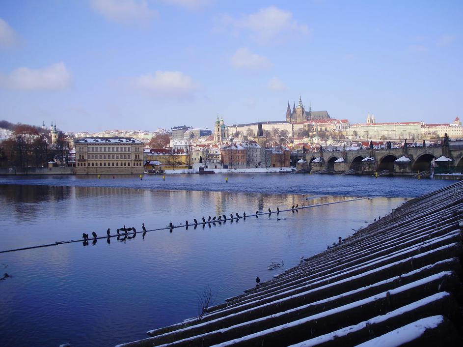 Pogled s Smetanovega nabrežja na znameniti Karlov most in Praški grad. (Foto: Ta