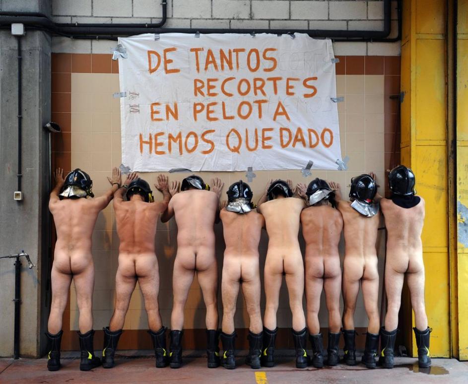 Protest španskih gasilcev proti varčevalnim ukrepom vlade.