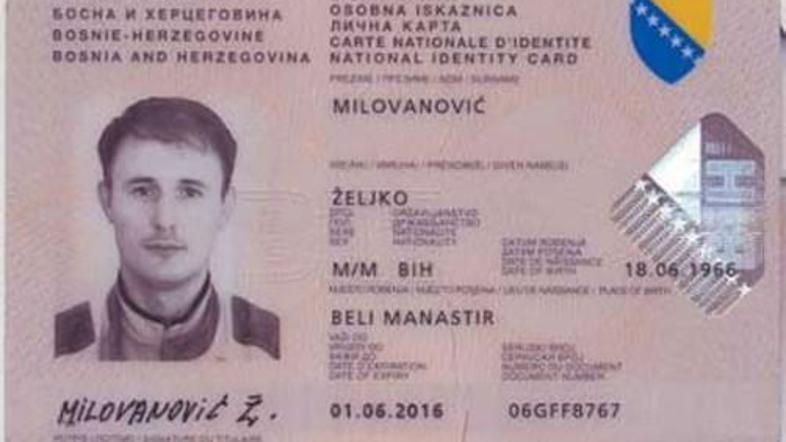 Milovanović je v uredništvo Pressa poslal tudi fotokopijo osebne izkaznice.