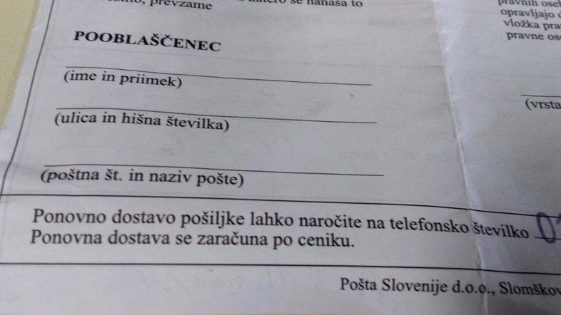 Obvestilo o priporočenem pismu