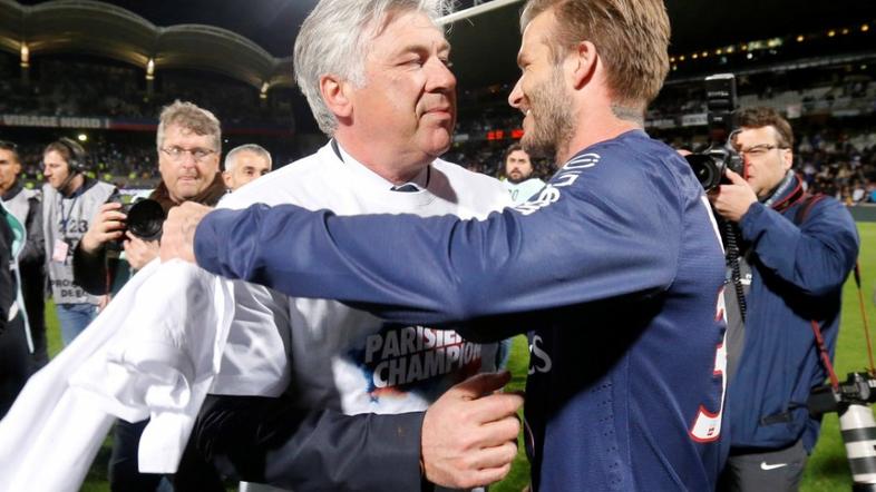 Ancelotti Beckham Lyon Paris Saint-Germain PSG Ligue 1 Francija naslov prvaka