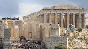 Grčija, protestniki, Akropola, delavci