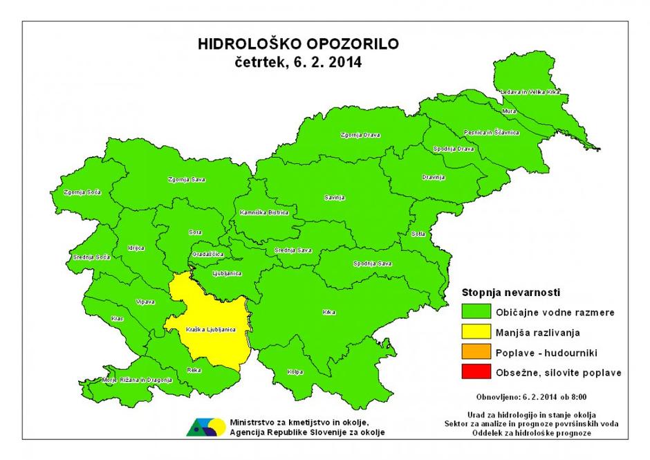 Hidrološko opozorilo | Avtor: Arso