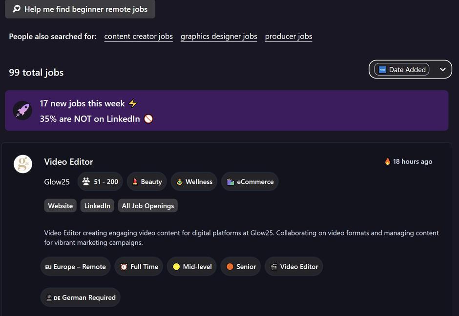 Zaposlitveni portal Remoterocketship video creator | Avtor: zajem zaslona