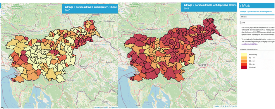 Uporaba antidepresivov med letoma 2010 in 2018 | Avtor: NIJZ