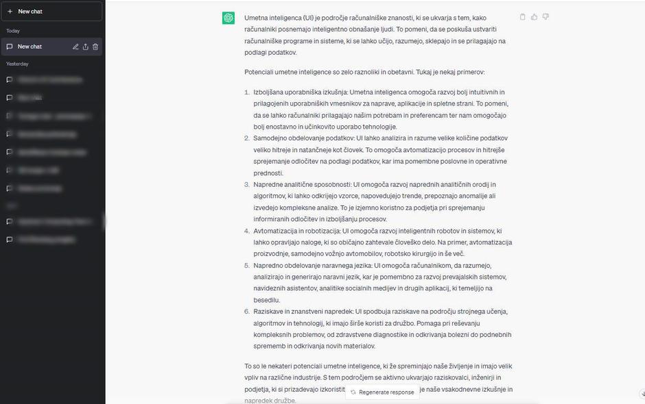 ChatGPT | Avtor: Zajem zaslona