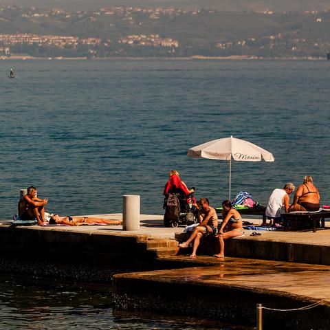 obala, morje, kopalci, plaža