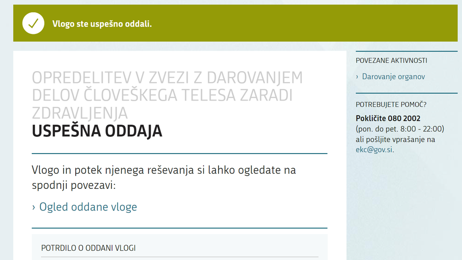 Darovanje organov | Avtor: E-uprava/Printscreen 