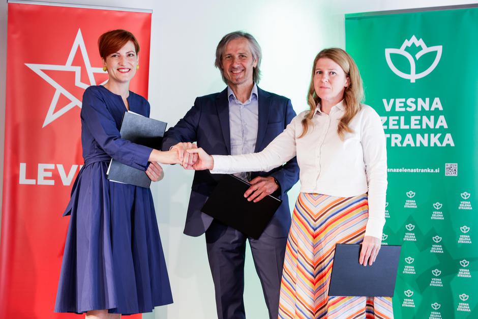 podpis namere o sodelovanju na parlamentarnih volitvah med strankama Vesna in Levica | Avtor: Saša Despot