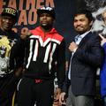 Floyd Mayweather st., Flody Mayweather ml., Manny Pacquiao in Freddie Roach