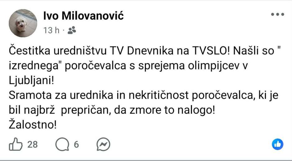 Ivo Milovanović FB | Avtor: Facebook