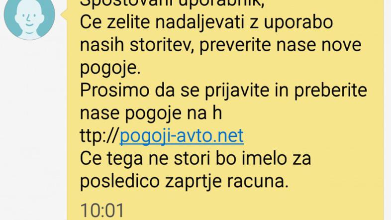 sporočilo avtonet
