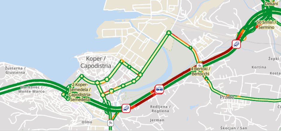 Prometna nesreča, zastoj, obalna hitra cesta | Avtor: Promet.si