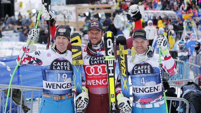 Hannes Reichelt, Aksel Lund Svindal in Klaus Kröll.