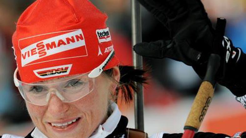 Andrea Henkel je zmagala na tekmi v zasledovanju v Anterselvi v Italiji.