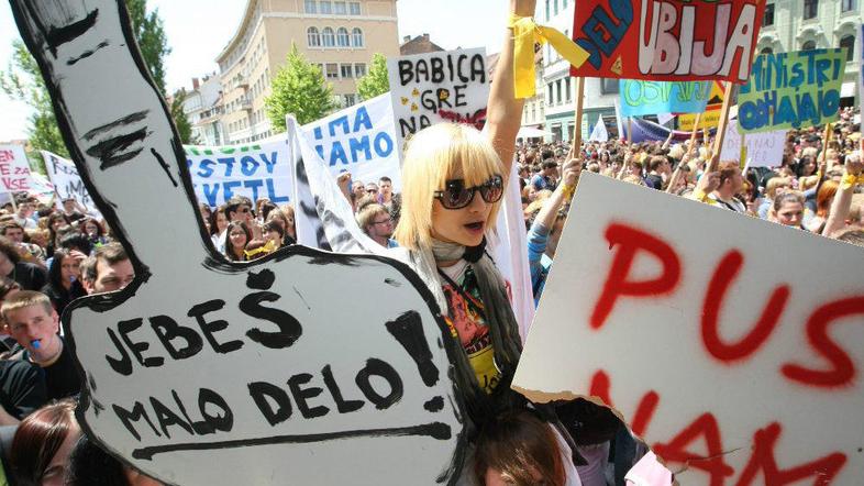 Protest proti malemu delu. (Foto: Boštjan Tacol)