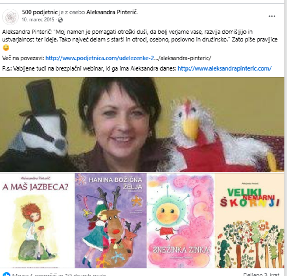 Aleksandra Pinterič 500 podjetnic