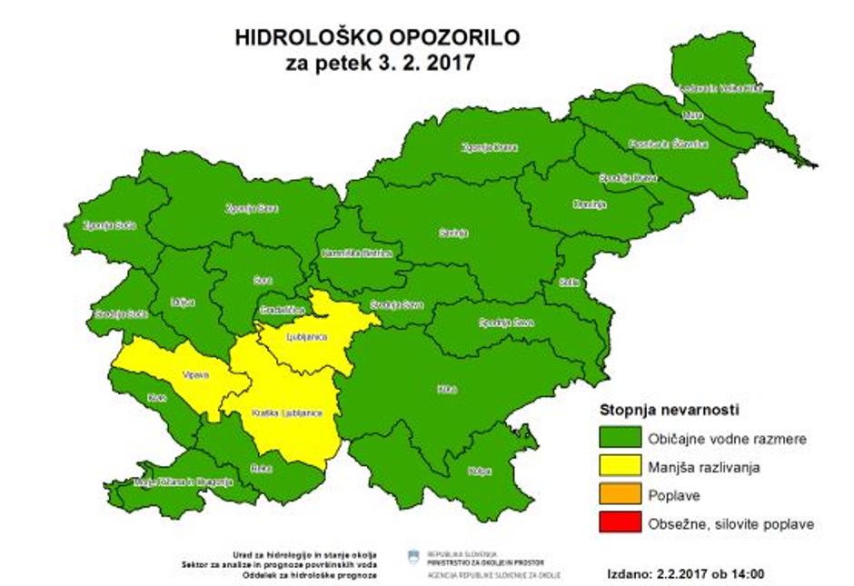 Hidrološko opozorilo | Avtor: Arso