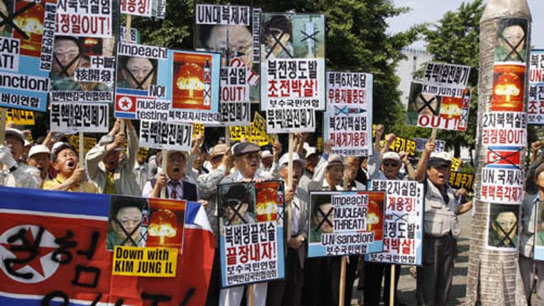 Severnokorejski jedrski poskus je izzval proteste.