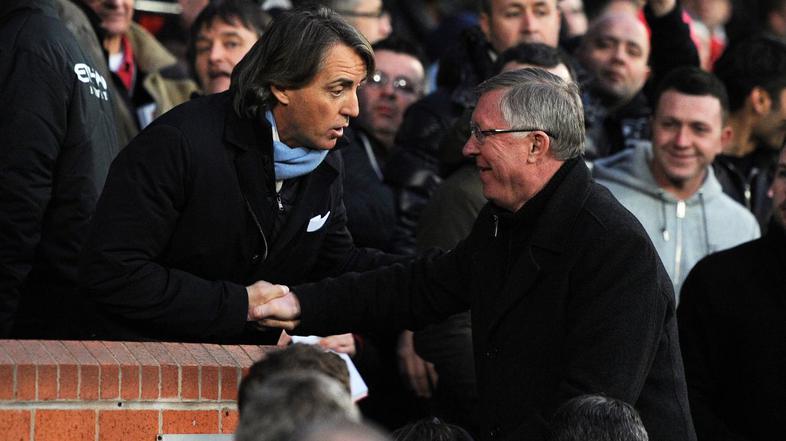 (Manchester United : Manchester City) Roberto Mancini Alex Ferguson