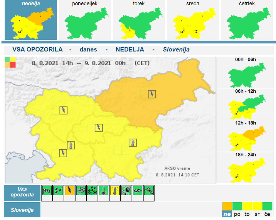 Arso opozorilo | Avtor: Arso/meteo.si