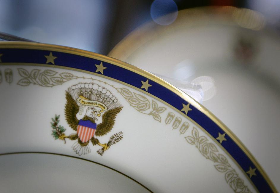 Razstava porcelana, ki je bil v uporabi v Beli hiši.