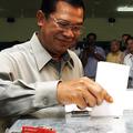 Kamboški premier Hun Sen na volitvah.