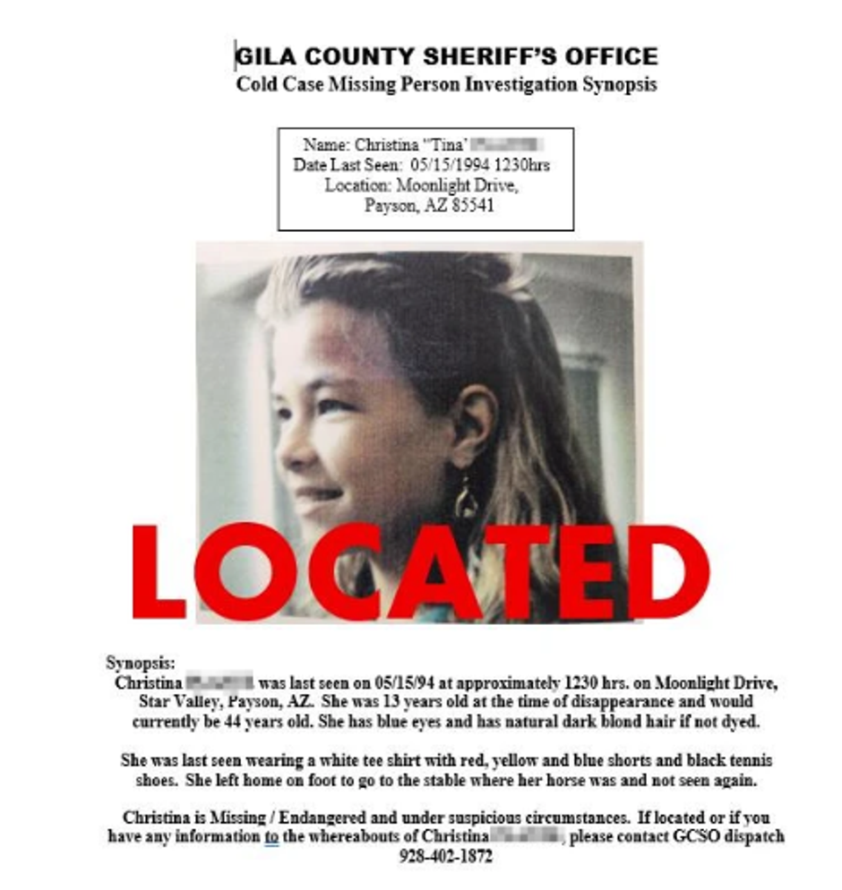 pogrešan otrok | Avtor: Gila County Sheriff's Office﻿/Facebook
