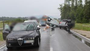 Brnik, prometna nesreča, trčenje več vozil