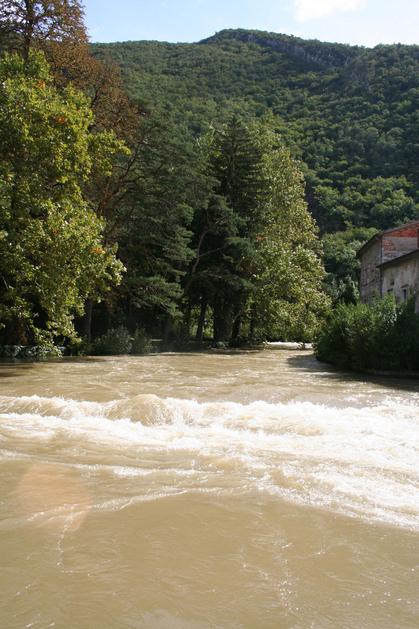 Vipava se je zdaj že vrnila v strugo.  (Foto: bralka Mojca)