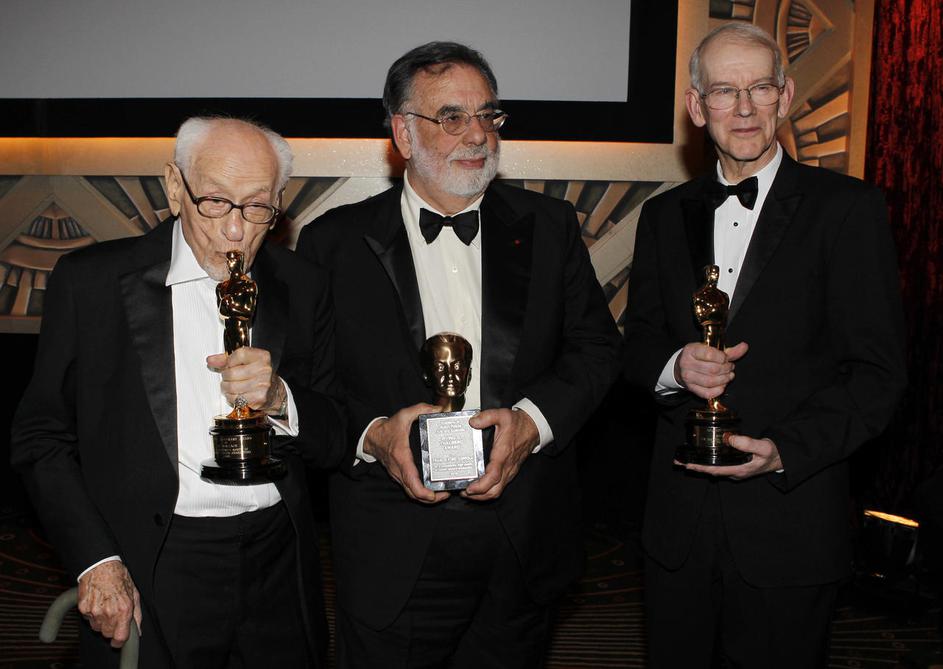 Igralec Eli Wallach, režiser Francis Ford Coppola in Kevin Brownlow.
