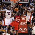 Joel Anthony, LeBron James in Jodie Meeks 