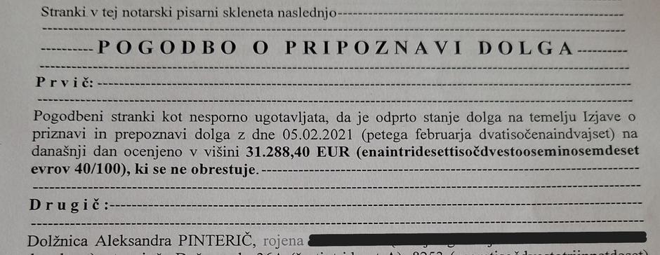 Aleksandra Pinterič je dolg priznala | Avtor: 