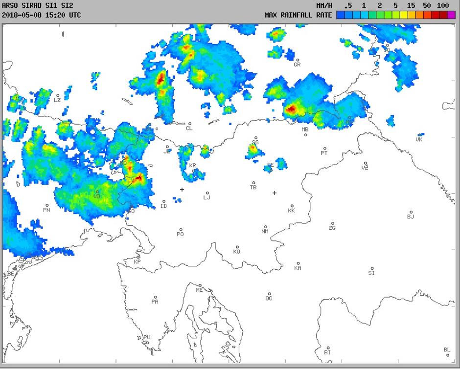 radarska slika padavin | Avtor: Arso
