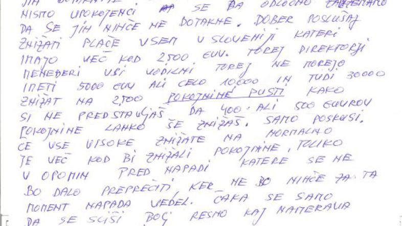 Grozilno pismu Pavlu Gantarju