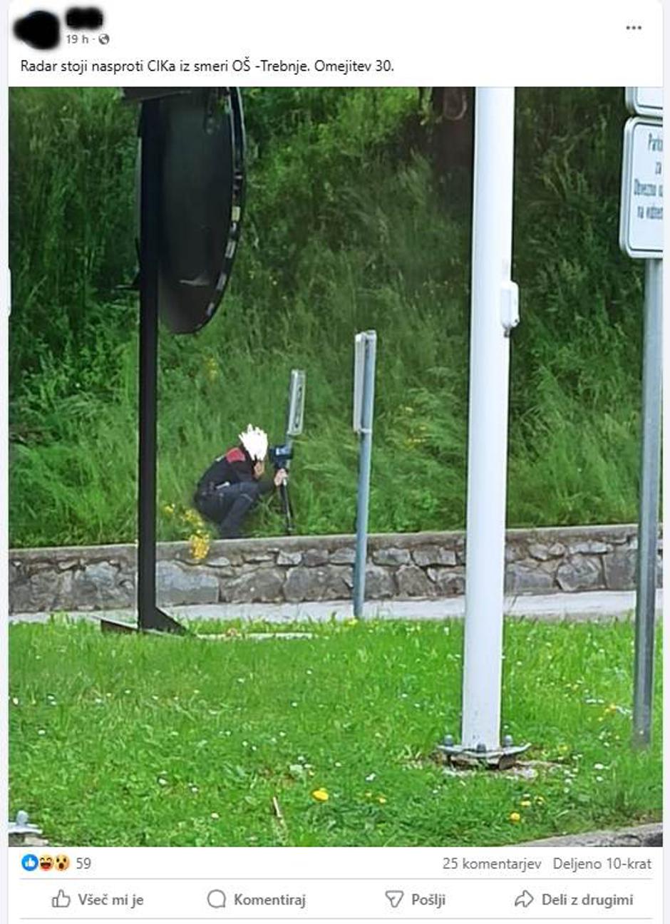 Merjenje hitrosti | Avtor: Facebook skupina Trebanjci