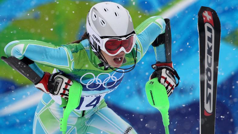 Tini Maze je šlo v ciljnem izteku na jok, ker so se uspešne igre že končale. (Fo