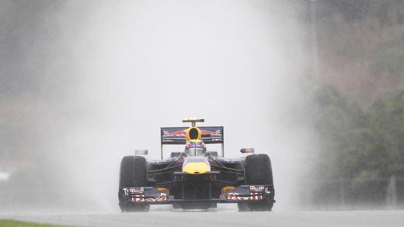 VN Malezije 2010 Sepang dež Mark Webber Red Bull