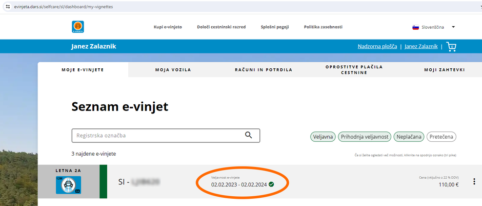 Nakup evinjete na spletni strani Darsa | Avtor: slika zaslona