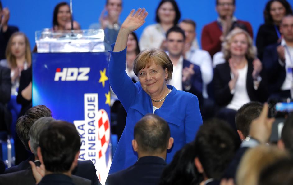 Angela Merkel na predvolilnem shodu HDZ na Hrvaškem