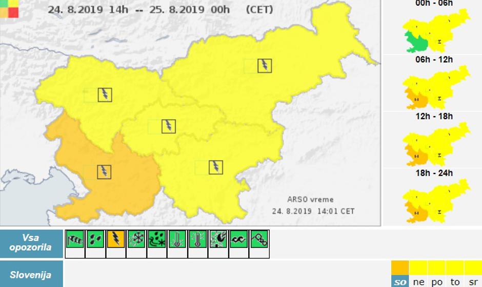 opozorilo alarm | Avtor: prtscr Meteo.si