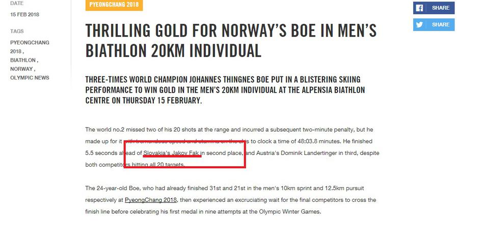 Jakov Fak Slovak | Avtor: PrtScr Olympic.org