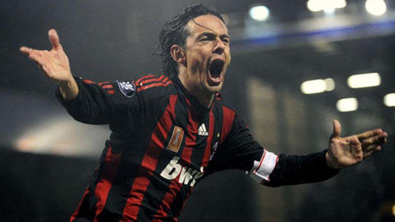 Filippo Inzaghi je v drugi minuti sodnikovega podaljška Milanu prinesel točko.
