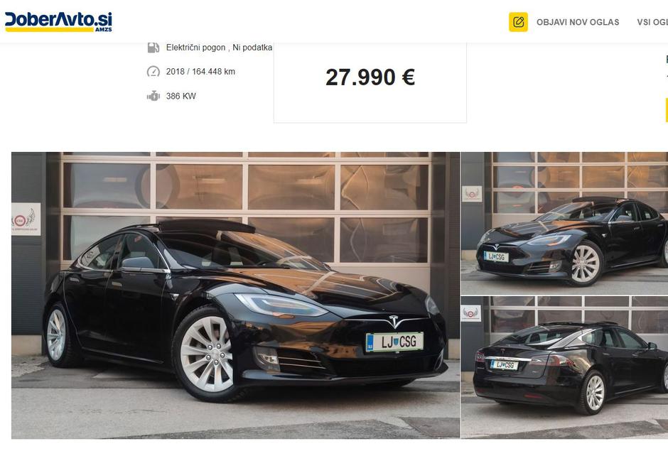 Rabljena tesla na spletnem portalu DoberAvto | Avtor: Doberavto